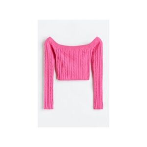 Stretchy Off-the-shoulder Cable-knit Top and mini skirt